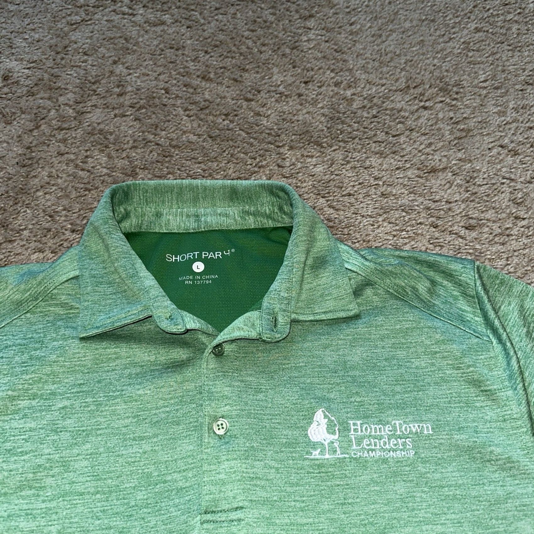 Vintage Par Four Polo Shirt Mens Large Green Short Sleeve Collared Breathable Golf Performance Shirt Size US L / EU 52-54 / 3 - 2 Thumbnail