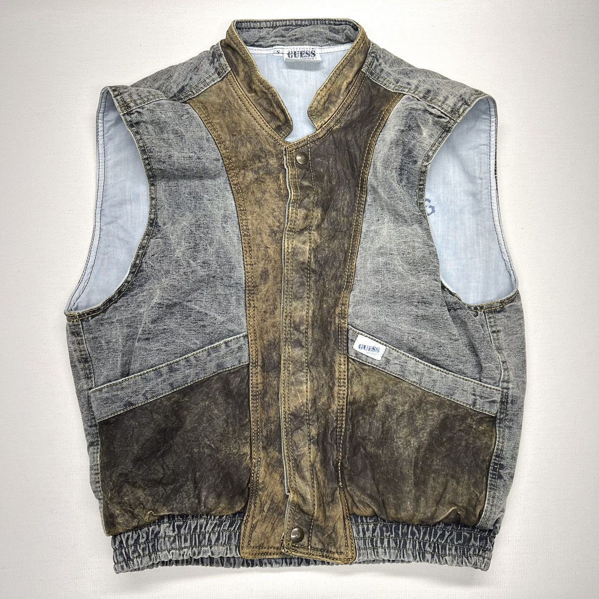 VTG Guess Vest Georges Marciano Denim Jean Grey Faded Retro