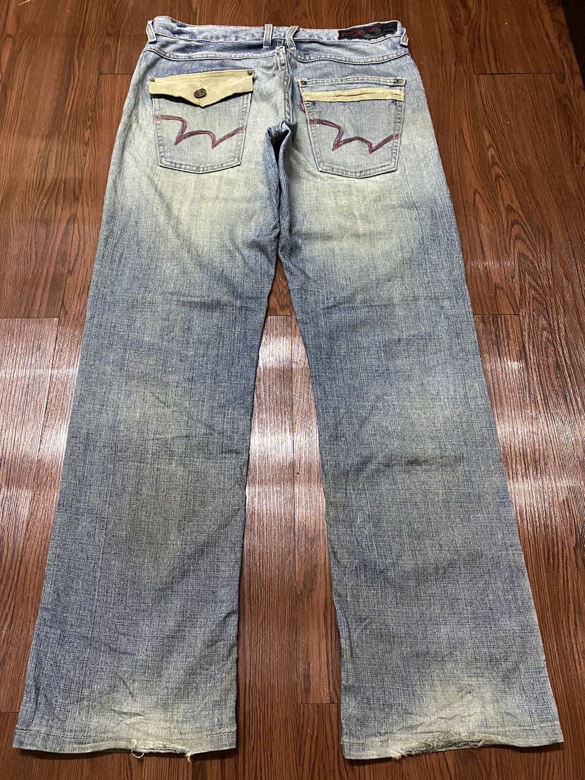 Japanese Brand Vintage Japanese Brands Blue Wash Distressed Loose Jeans Size US 33 - 2 Thumbnail