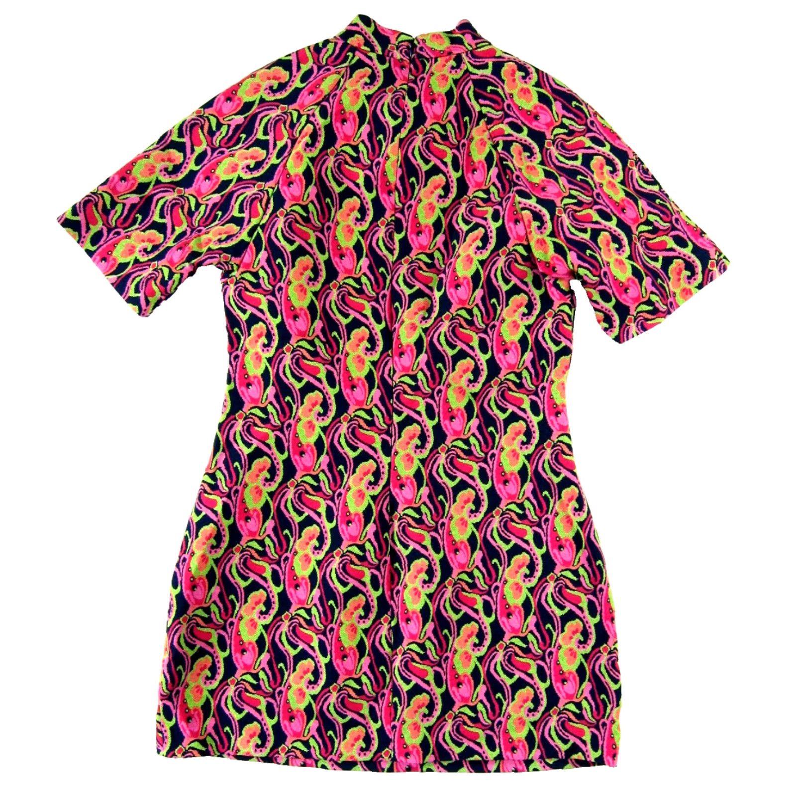 Zara ZARA Pink Floral High Neck Short Sleeve Tunic Dress Large Mini Shift Dress Floral Pattern ZARA Women Wide Sleeves N/A Size 36" / US 14 / IT 50 - 2 Thumbnail