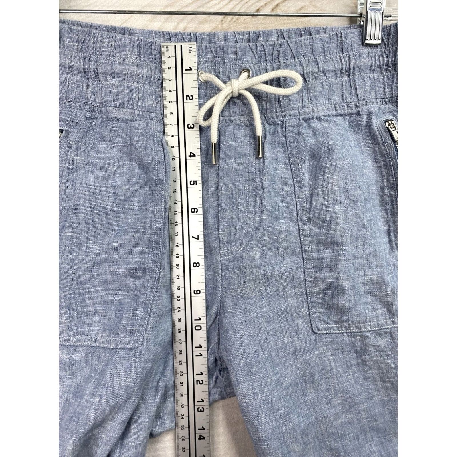 Athleta Athleta Cabo Pants Women's 10 Chambray Linen Jogger Tapered Inseam 27 in Blue Pockets Athletic City Outdoor Size 32" / US 10 / IT 46 - 3 Thumbnail