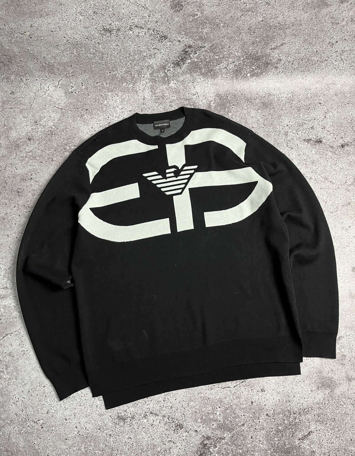 Emporio Armani SS2020 Emporio Armani Jacquard R-EAcreate Logo Sweater Black Size US XXL / EU 58 / 5 - 4 Thumbnail