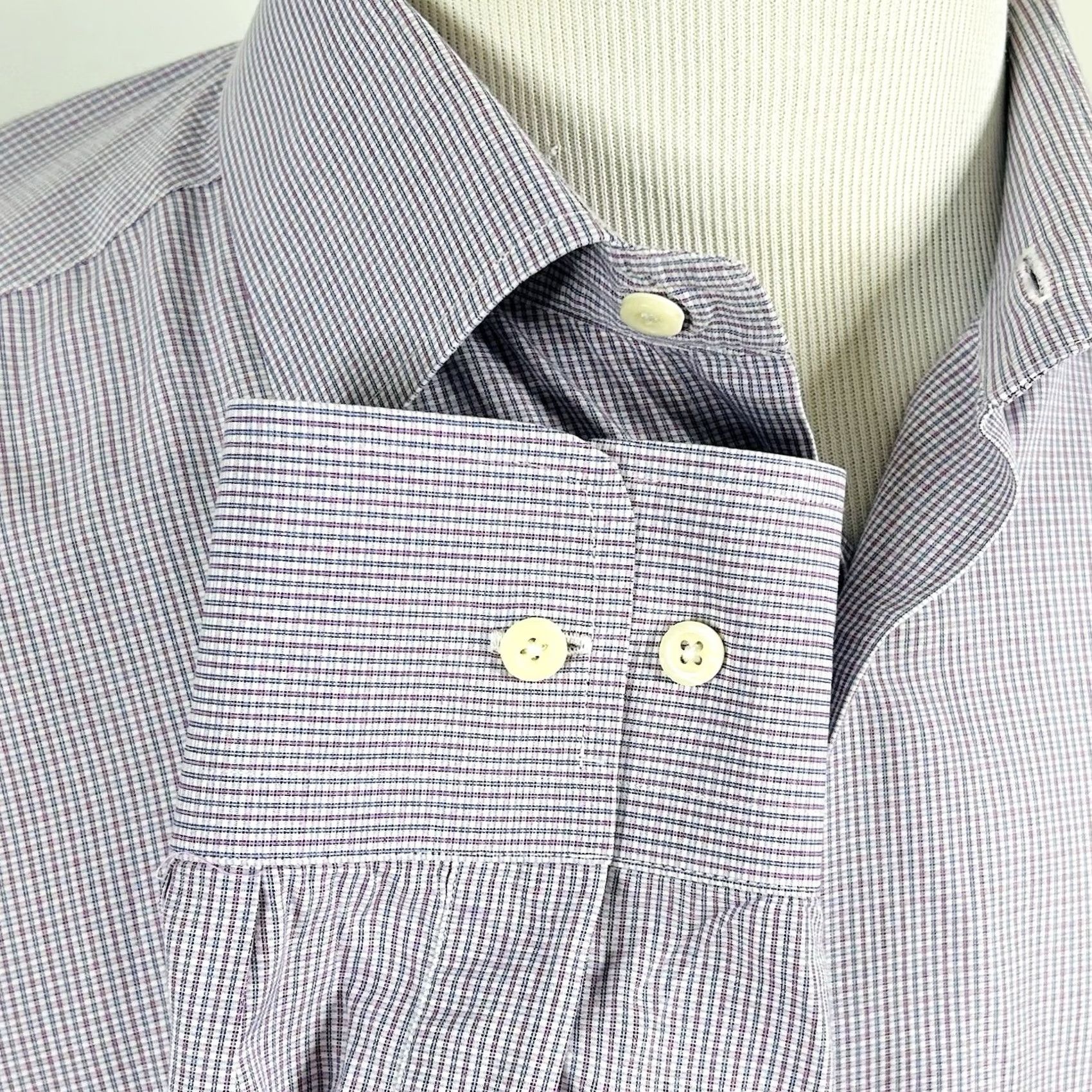 David Donahue David Donahue Dress Shirt 17.5 34/35 Plaid Cotton Regular Fit Multicolor Men Shirt Size 48R - 4 Thumbnail
