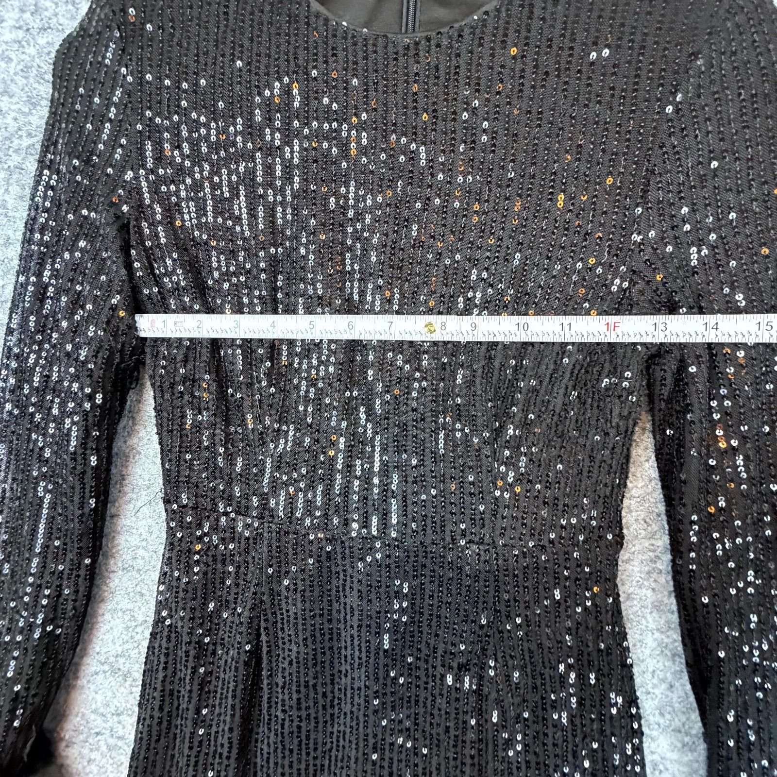 Shein Bling Mini Dress 2 Black Sequin Fur Cuff NYE Sparkle Diva Size XS / US 0-2 / IT 36-38 - 4 Thumbnail