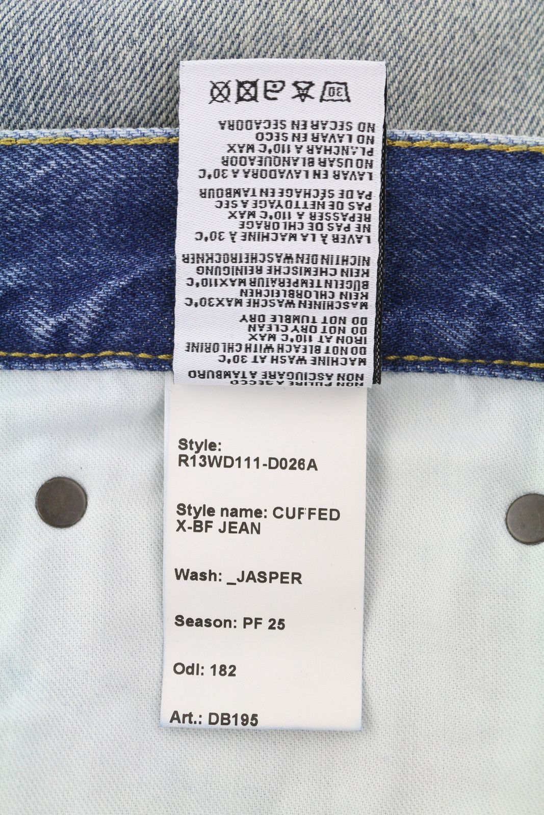 R13 CUFFED X-BF 28 Jasper Straight Faded Blue Zip PF25 86639 Size 28" / US 6 / IT 42 - 9 Thumbnail