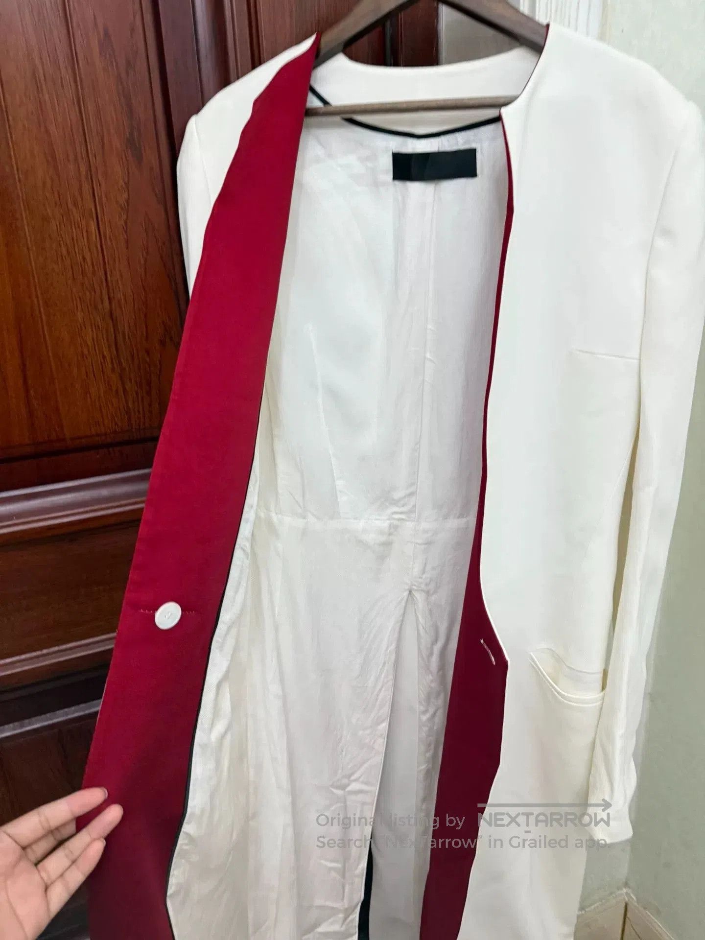 Haider Ackermann Stylish White Coat with Red Accents. Size S / US 4 / IT 40 - 4 Thumbnail