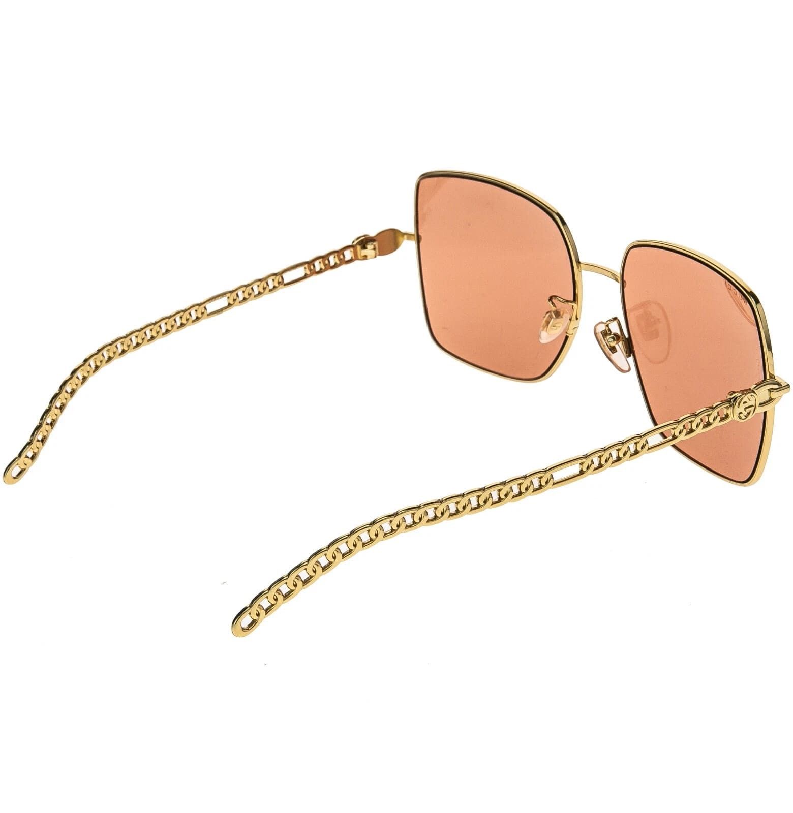 Gucci GUCCI GG0724S CHAIN 0724 Gold Orange Sunglasses 005 Size ONE SIZE - 8 Thumbnail