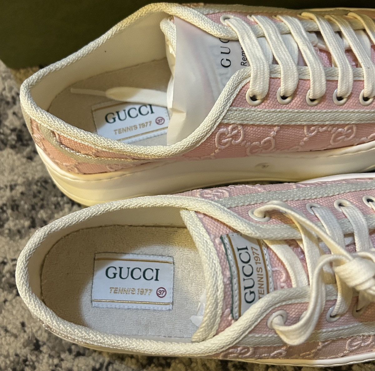 Gucci Gucci Tennis 1977 Pink GG Logo Embroidery Low Top Sneaker Size US 7 / IT 37 - 6 Thumbnail