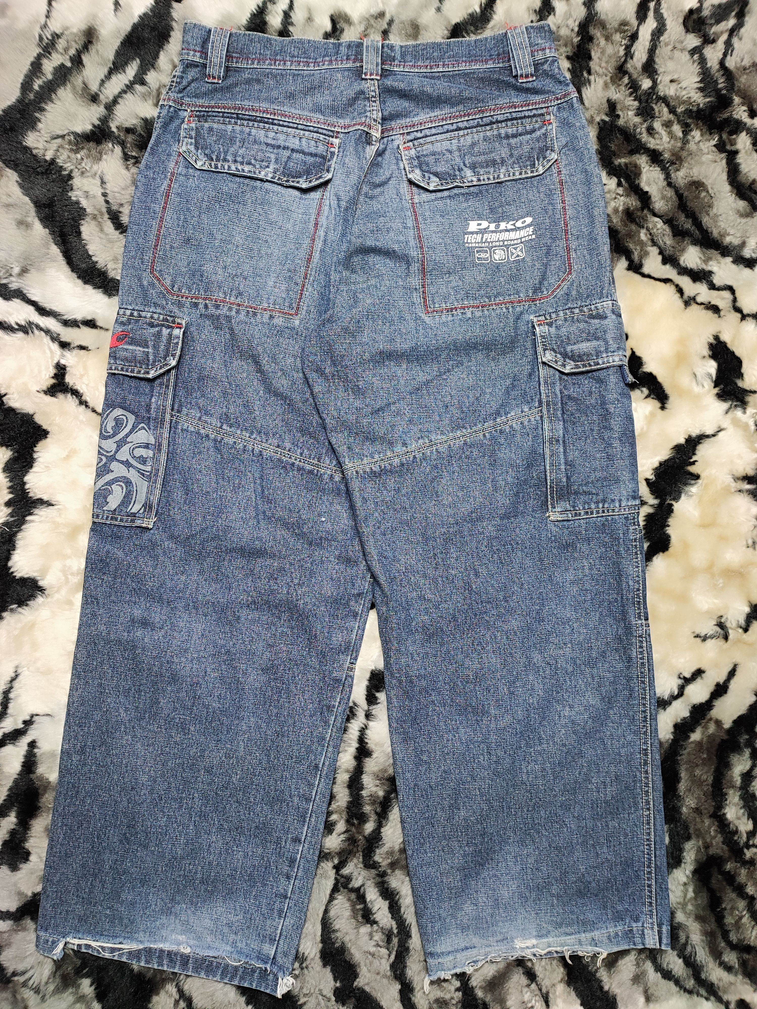 If Six Was Nine Piko Jeans Baggy Wide Leg Cargo Denim Size US 31 - 16 Thumbnail