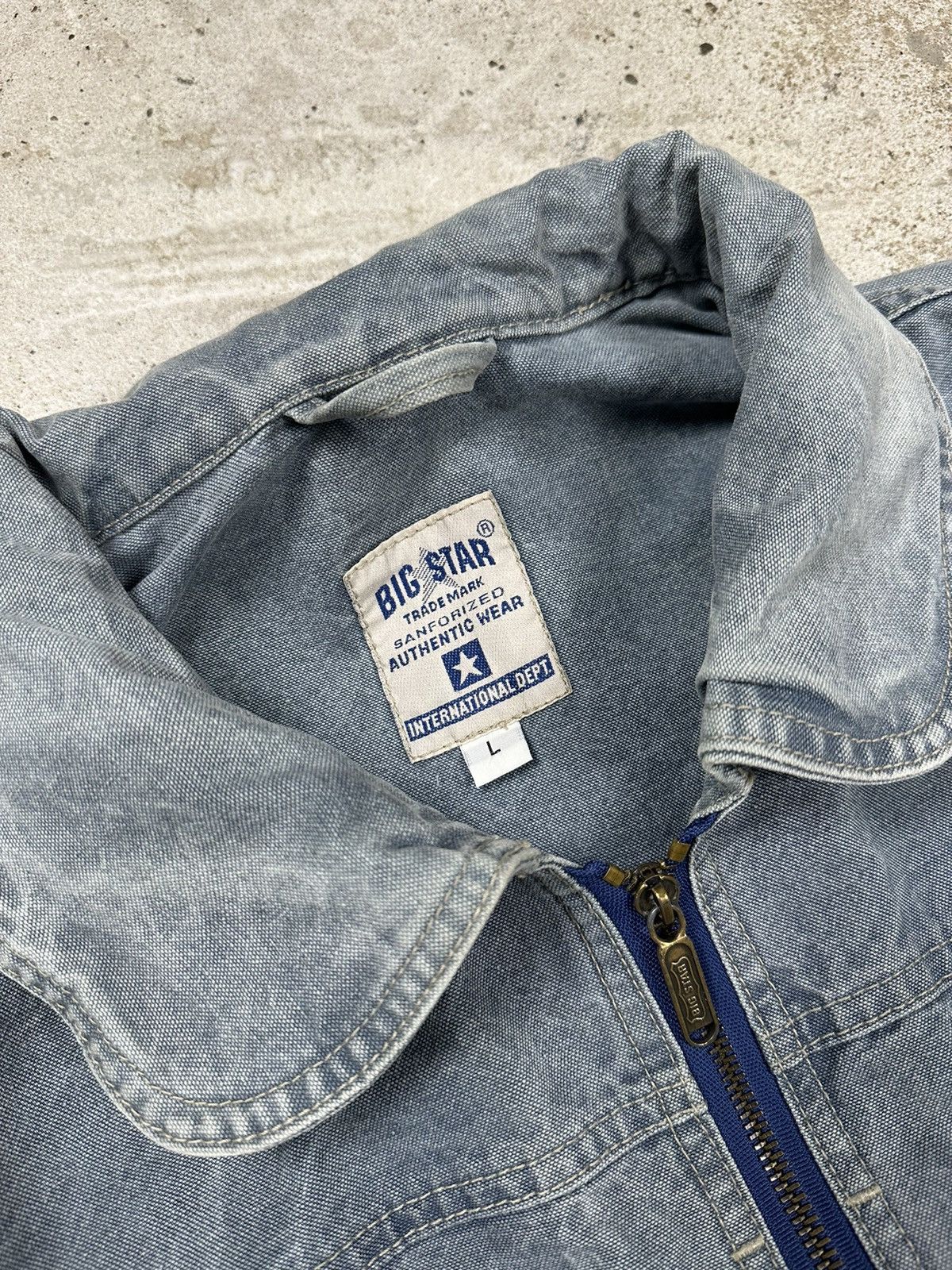 Big Star × Vintage Vintage 90s Big Star Chore Jacket Coat Washed Denim Utility Size US L / EU 52-54 / 3 - 9 Thumbnail