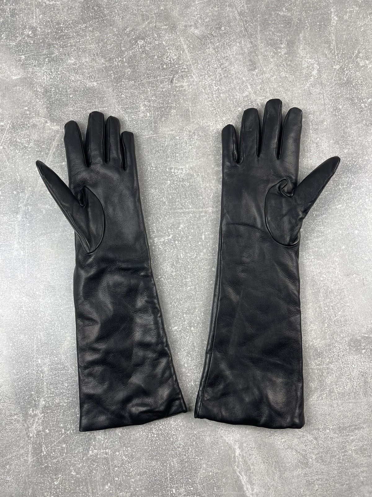 Escada × Genuine Leather Escada Leather Black Long Gloves Cashmere Lining Size S Size ONE SIZE - 3 Thumbnail
