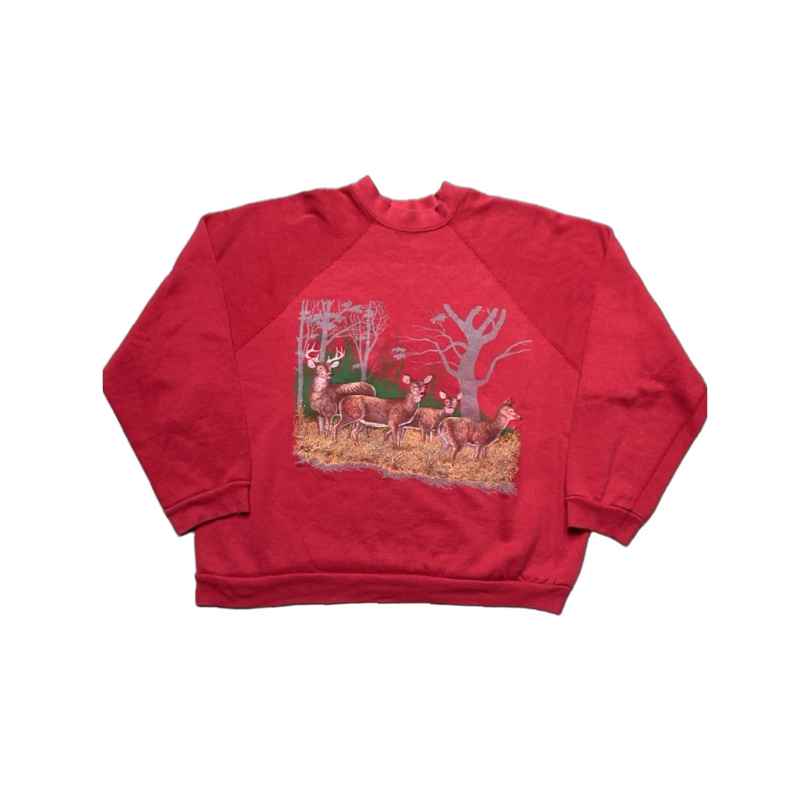 Vintage VINTAGE 90s crewneck sweatshirt deer animals nature raglan pullover boxy large shirt Mens Size US L / EU 52-54 / 3 - 1 Thumbnail