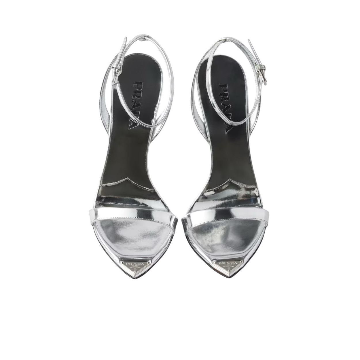 Prada PRADA $1250 Silver 100mm Leather Sandals New & Authentic (Wo Size US 10 / IT 40 - 3 Thumbnail