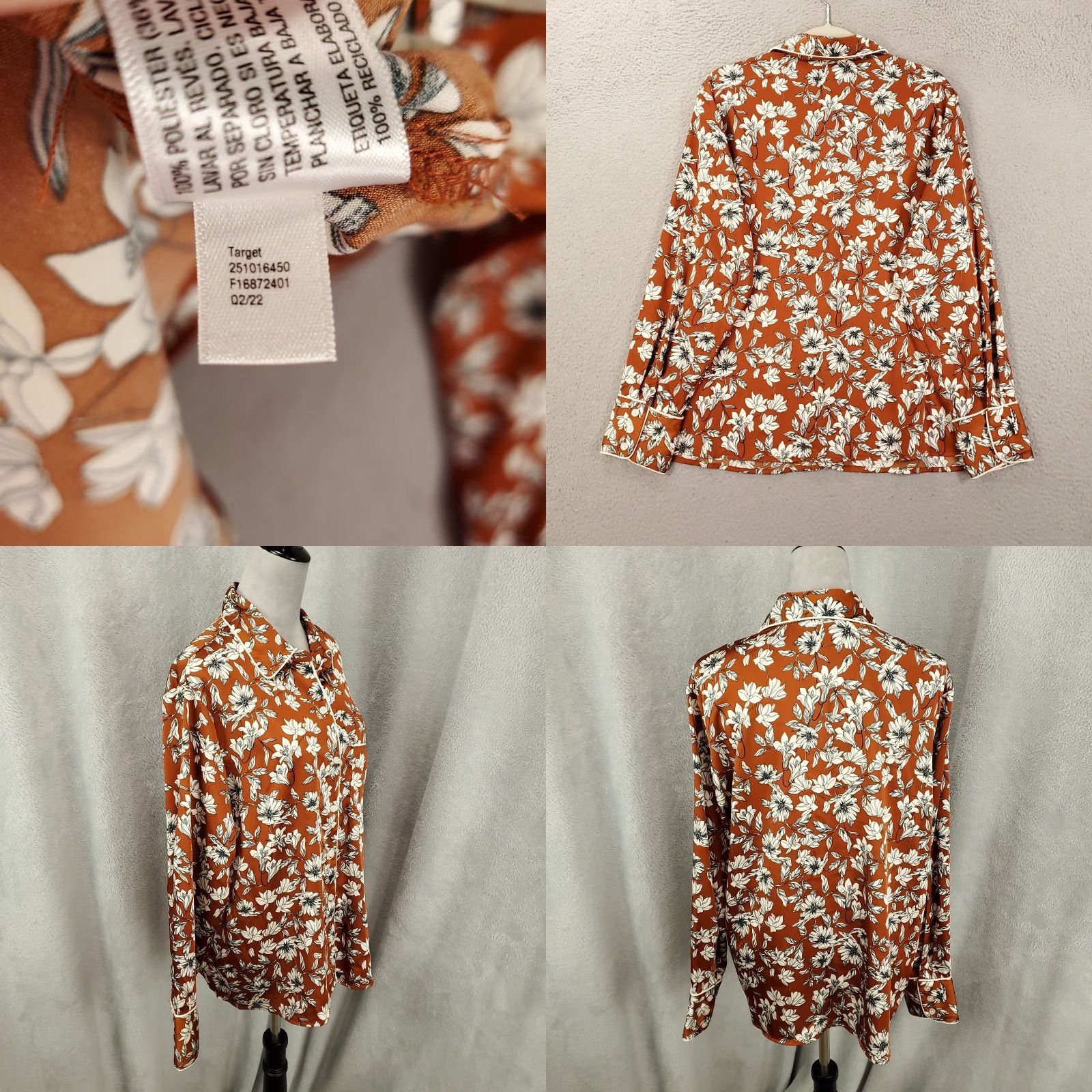 La Ligne La Ligne Top Womens Large Brown Floral Button Up Front Shirt Size L / US 10 / IT 46 - 8 Thumbnail