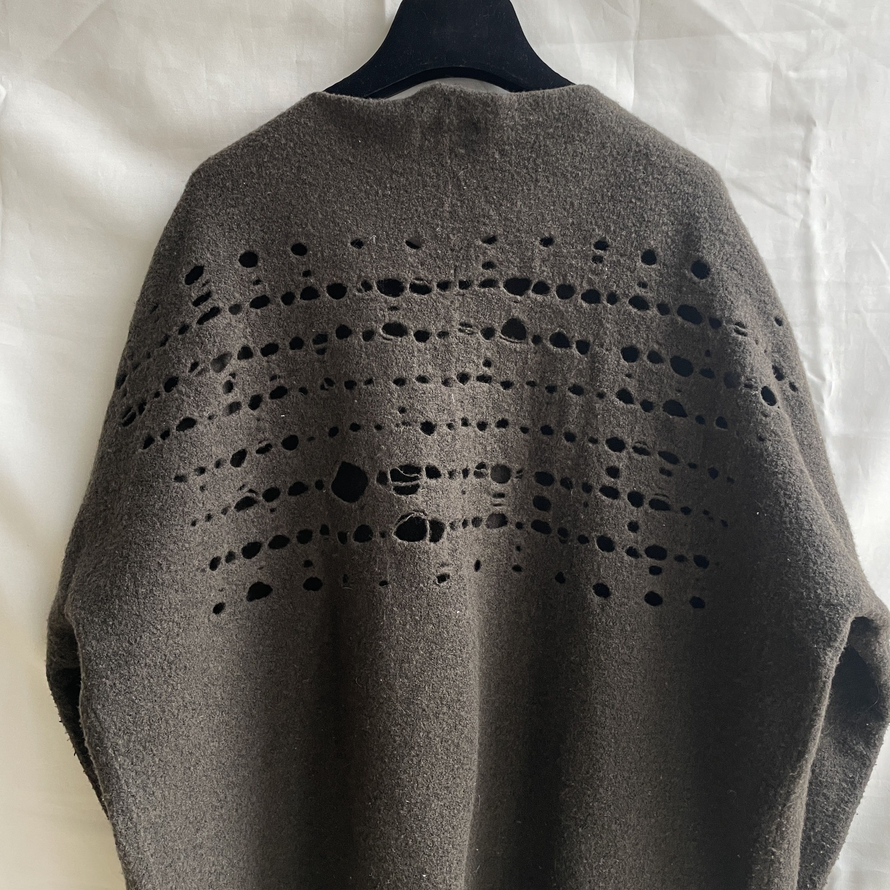 Sarah Pacini Sarah Pacini Wool Blend Perforated Back Green Cardigan Size ONE SIZE - 5 Thumbnail