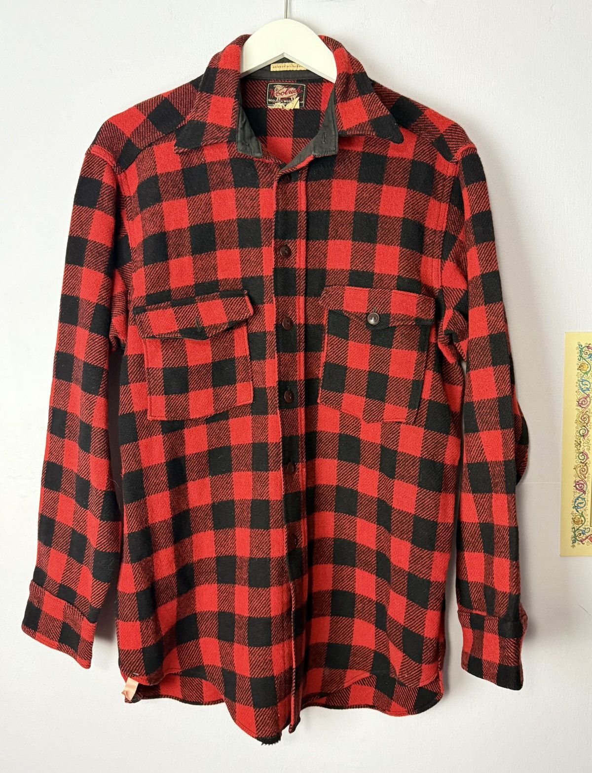 Woolrich Woolen Mills Vintage 1950s Woolrich Flannel Red/Black With Hat Size US L / EU 52-54 / 3 - 1 Thumbnail