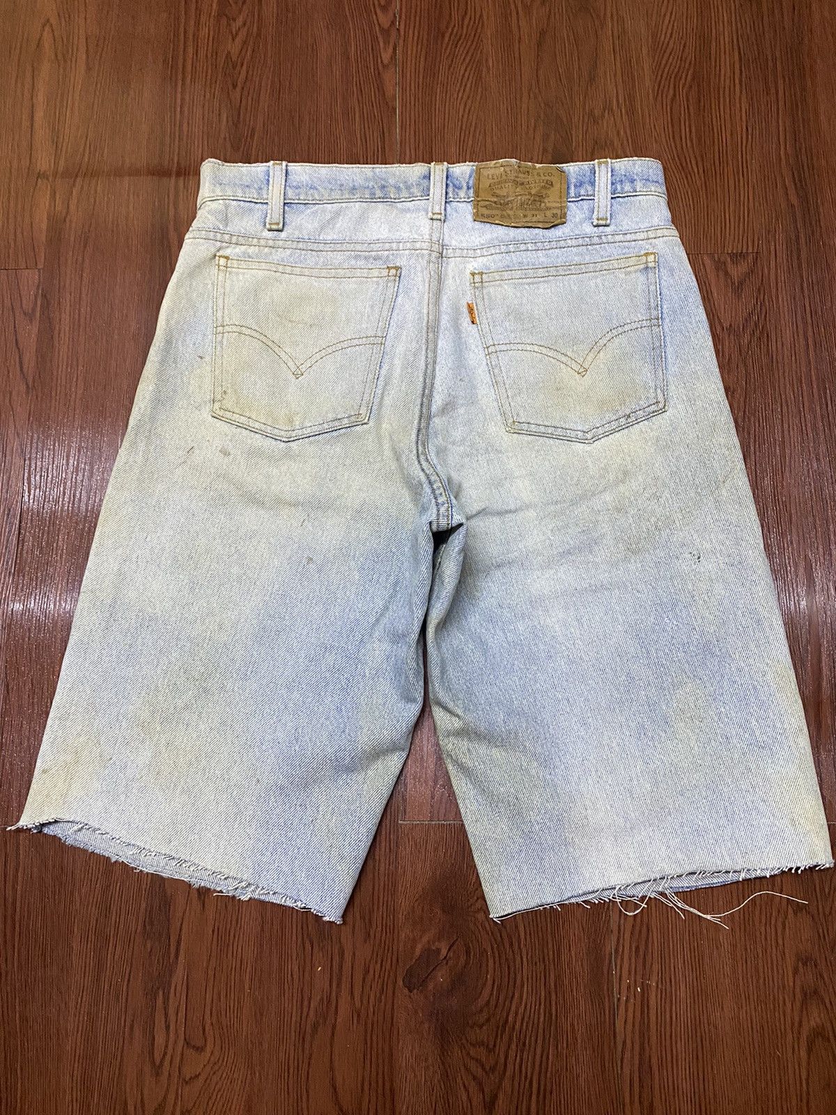 Levi's Vintage Clothing Vintage 80s Levis 550 Orange Tab Mud Wash Denim Jorts Size US 31 - 2 Thumbnail