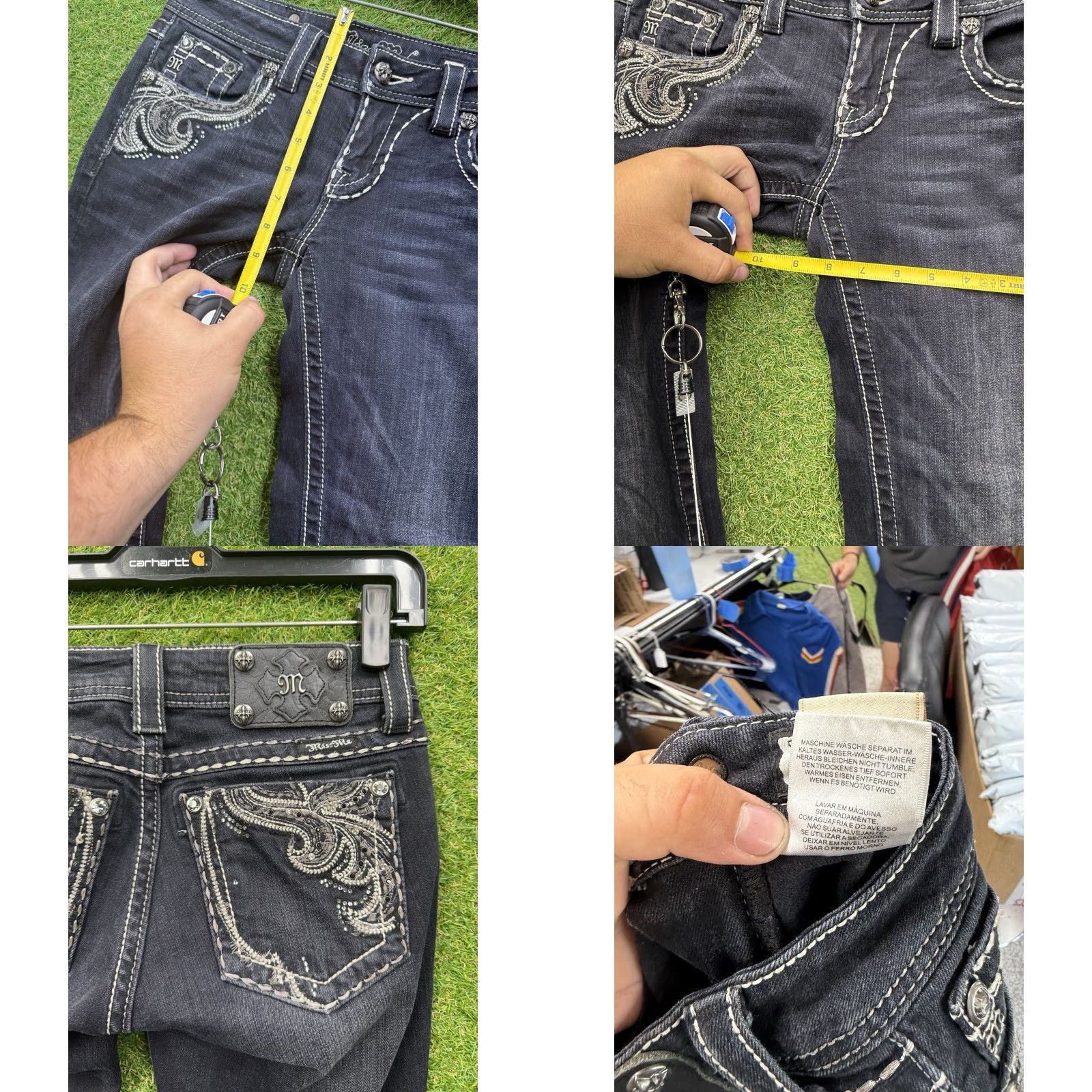 Miss Me VINTAGE Miss Me Jeans Womens 26 Mid Rise Skinny Embellished Y2K Buckle Dark Wash 2000s Size 26" / US 2 / IT 38 - 9 Thumbnail
