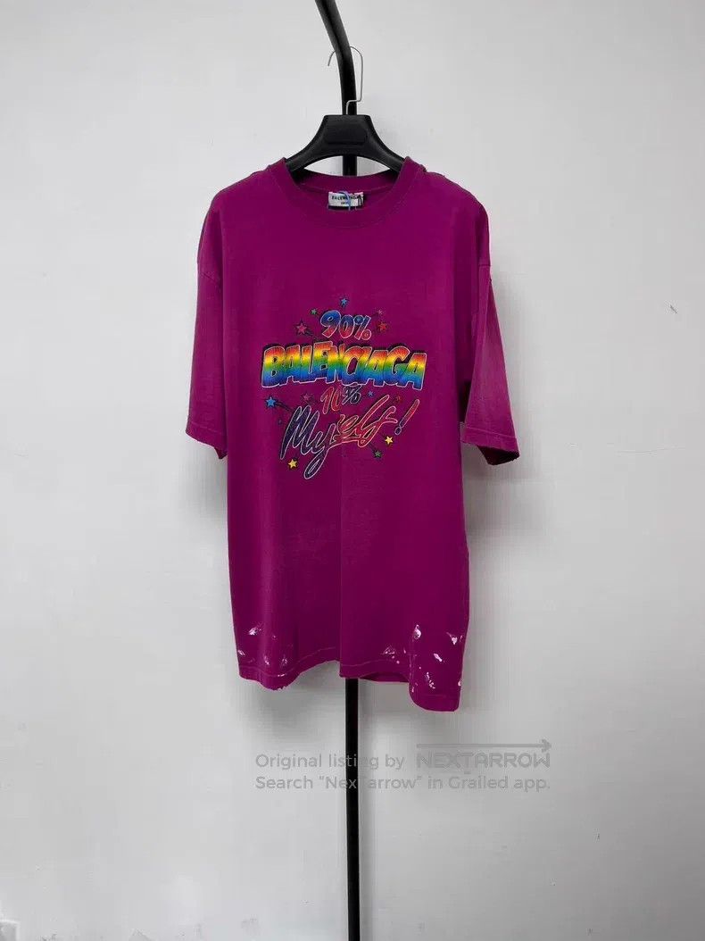 Balenciaga Solid Color Washed Distressed Logo Letter Print