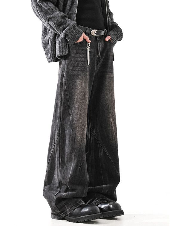 Japanese Brand American retro washed men's cleanfit wide-leg jeans Size US 32 / EU 48 - 3 Thumbnail