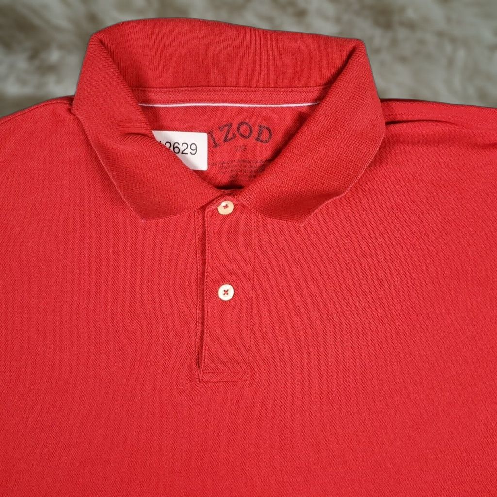 Izod IZOD Polo Shirt Red Short Sleeve Button Cotton 100% Mens Large Casual Knit Solid Size US L / EU 52-54 / 3 - 1 Thumbnail