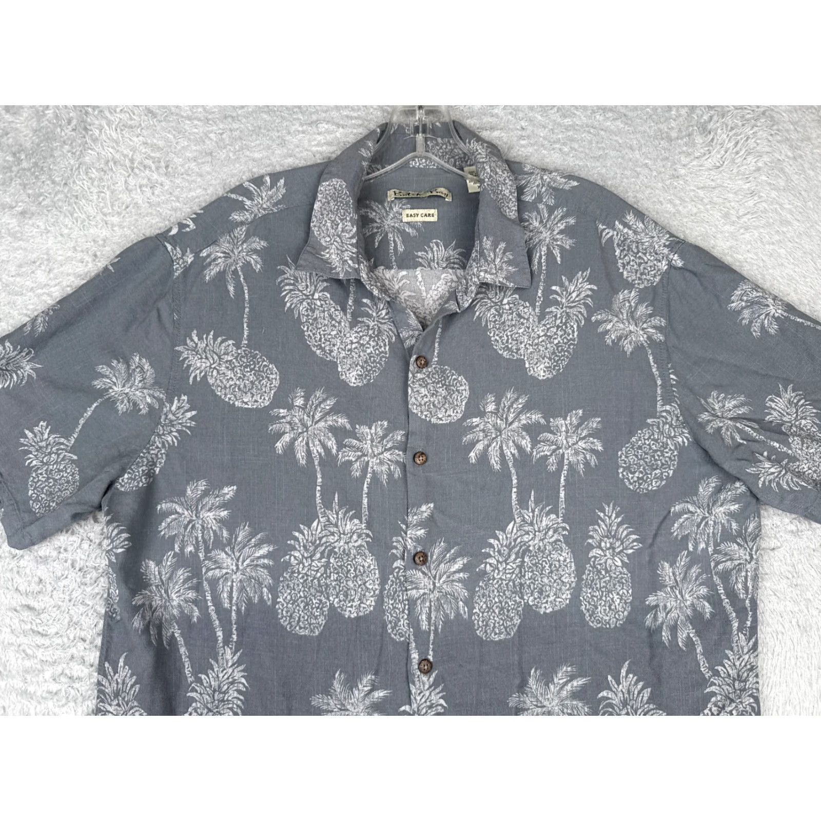 Vintage Batik Bay Shirt Men XL Gray Floral Pineapple Hawaiian Button Up Rayon Size US XL / EU 56 / 4 - 4 Thumbnail