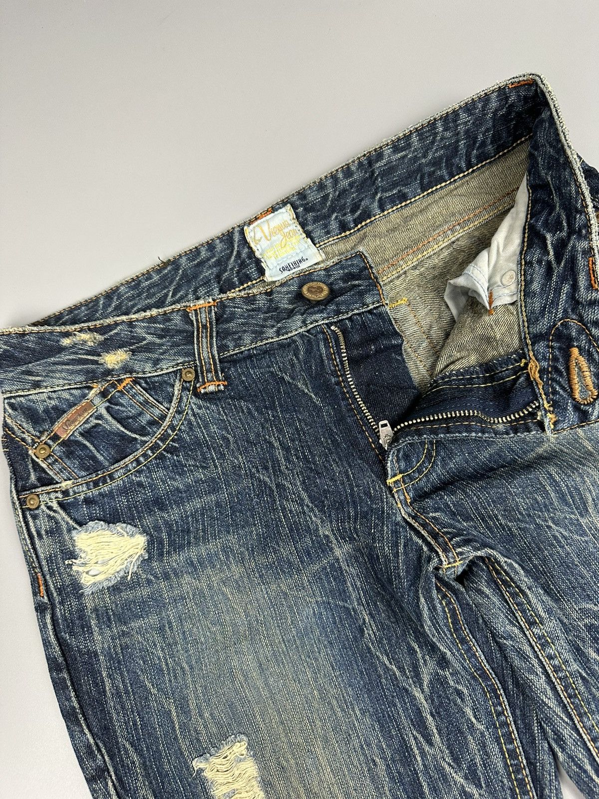 If Six Was Nine Vintage Vienus Jean by Something Edwin Whiskered Flare Denim Size US 30 / EU 46 - 8 Thumbnail