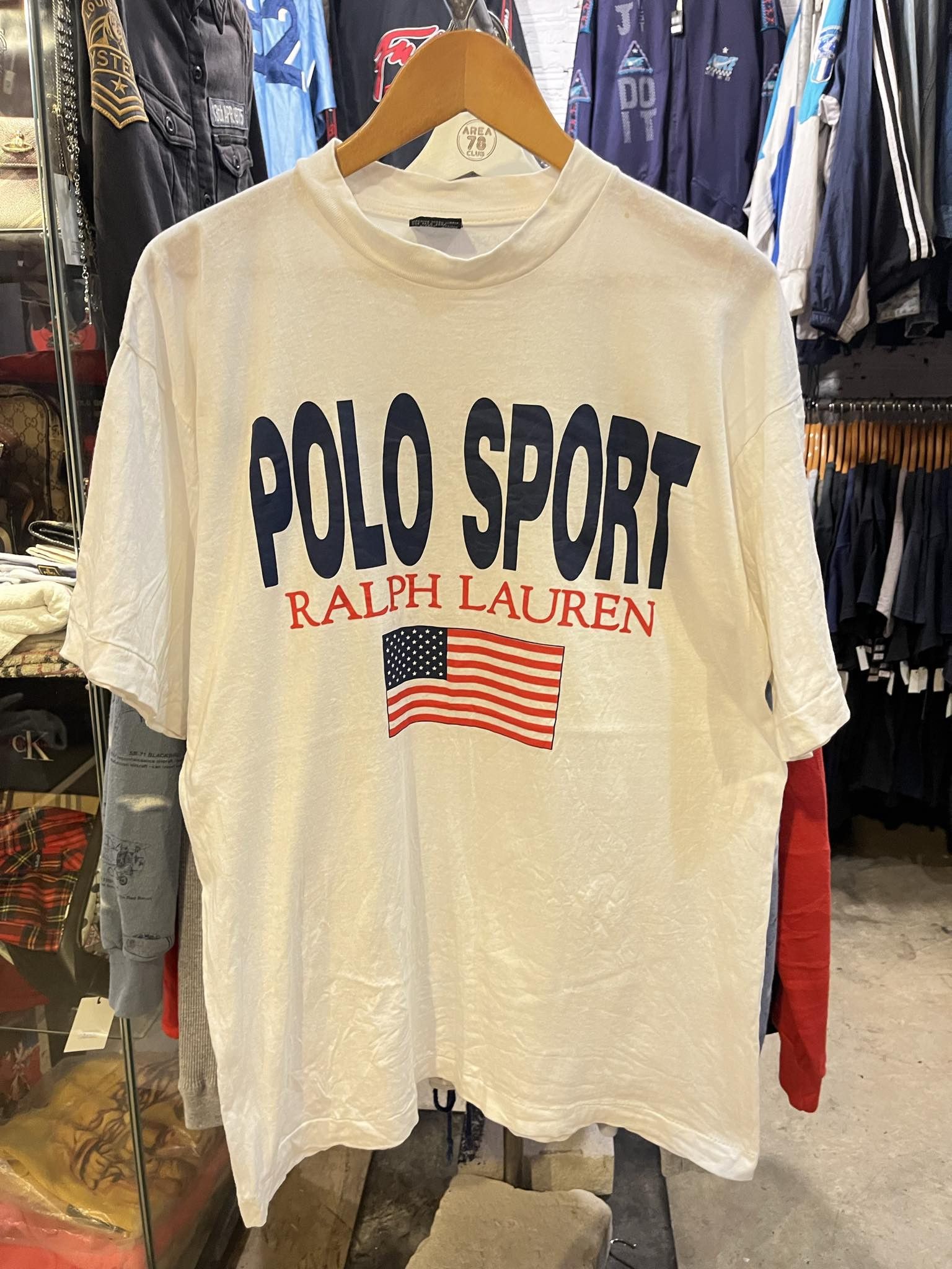 Vintage Polo Sport Ralph Lauren USA Bootleg Tee 90s Size US L / EU 52-54 / 3 - 1 Thumbnail