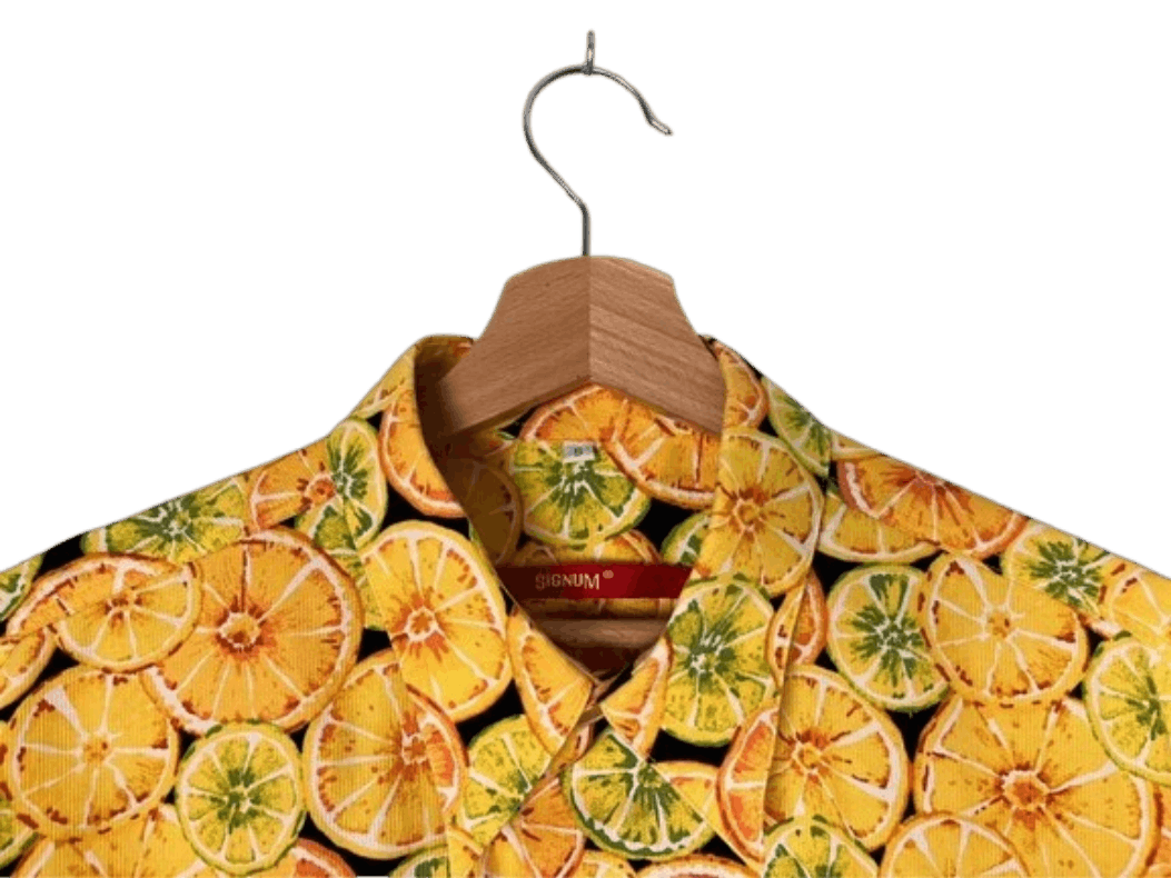 Japanese Brand 🍋 Signum shirt vintage short sleeves print lemons citrus Size US S / EU 44-46 / 1 - 4 Thumbnail