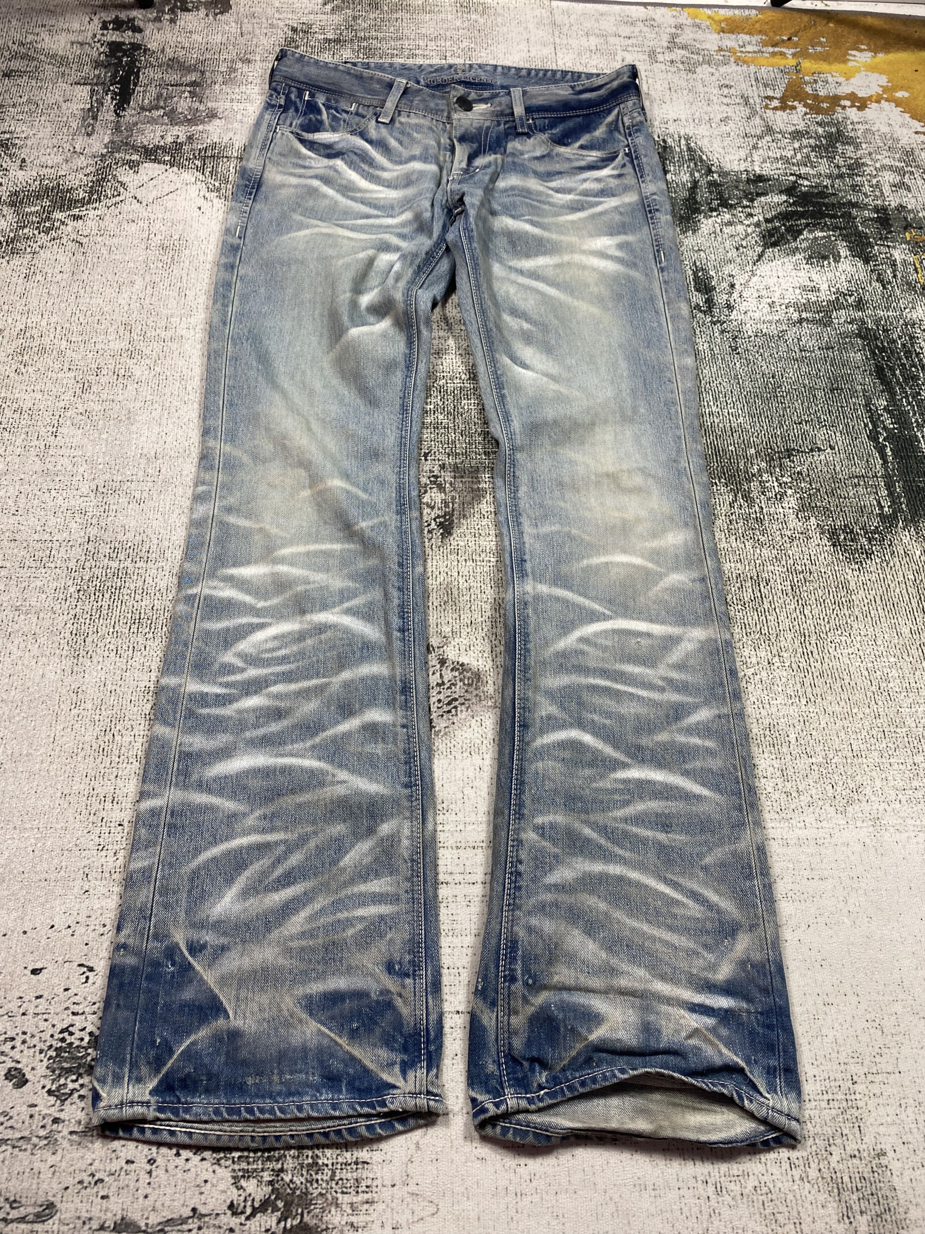 Japanese Brand RARE🔥Japanese Flare Bootcut Honeycomb Faded Low Rise Size US 32 / EU 48 - 3 Thumbnail
