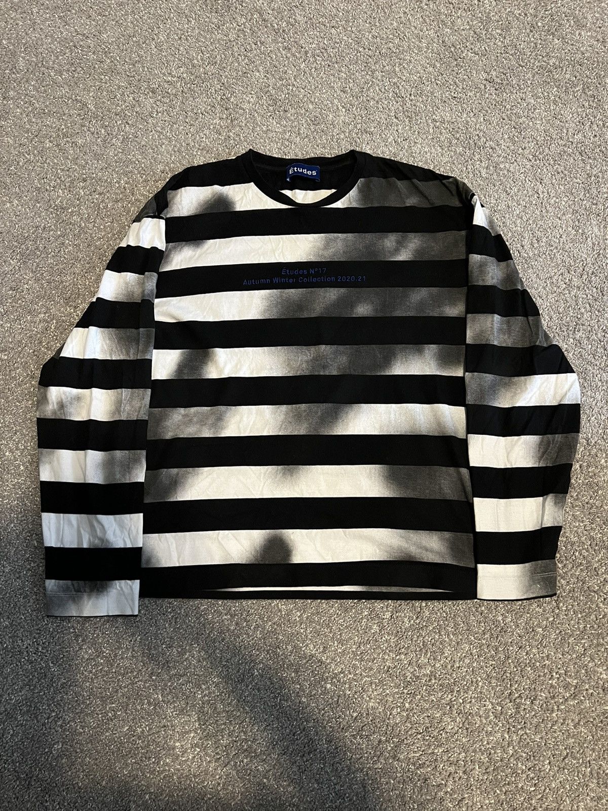 image of Etudes Études Spray Striped Long Sleeve in Black, Men's (Size Medium)