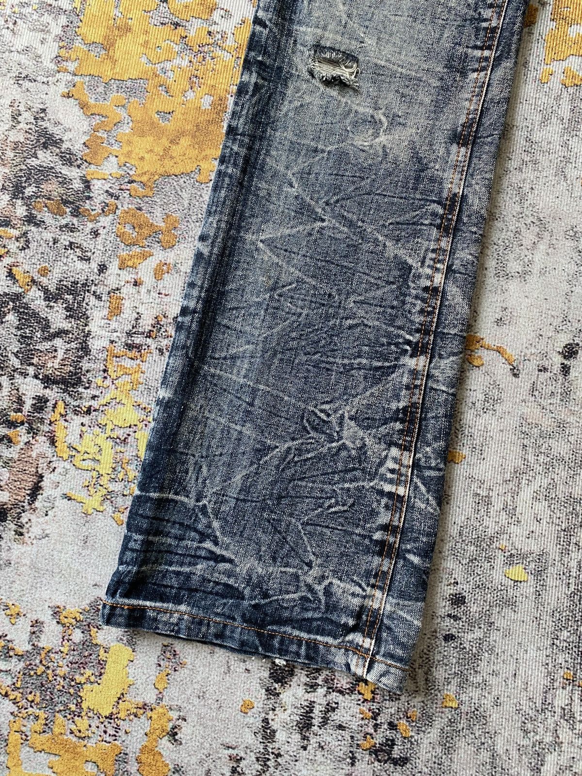 Japanese Brand Black Baccara Honey Comb Claws Mark Distressed Flare Denim Size US 30 / EU 46 - 6 Thumbnail