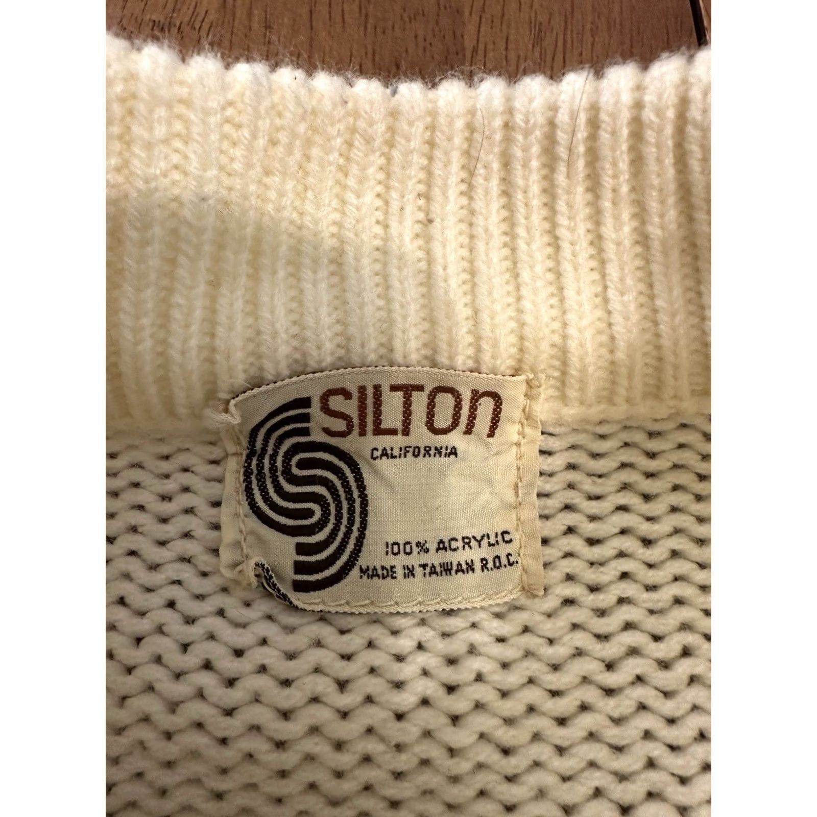 Vintage VINTAGE silton california Sweater Medium 80s 90s Geometric White Acrylic Knit Mens Size US M / EU 48-50 / 2 - 3 Thumbnail