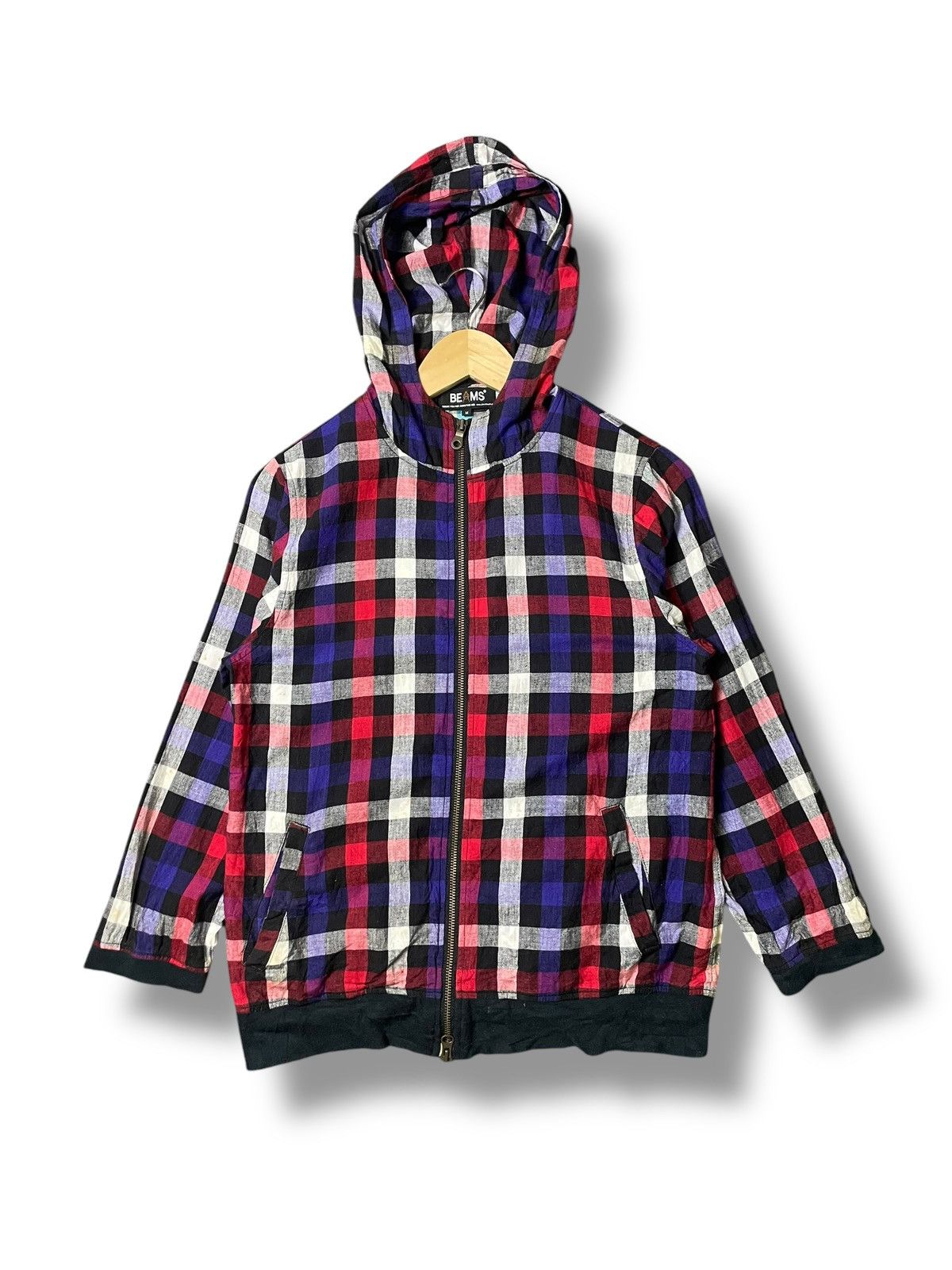 Beams Japan × Japanese Brand BEAMS Brand Checked Cotton Zipper Hoodie (62) Size US M / EU 48-50 / 2 - 1 Thumbnail