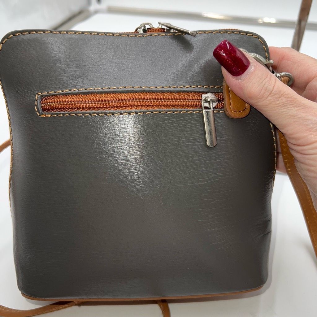 Vera Pelle Vera Pelle Made in Italy Gray and Vachetta Leather Crossbody Size ONE SIZE - 8 Thumbnail