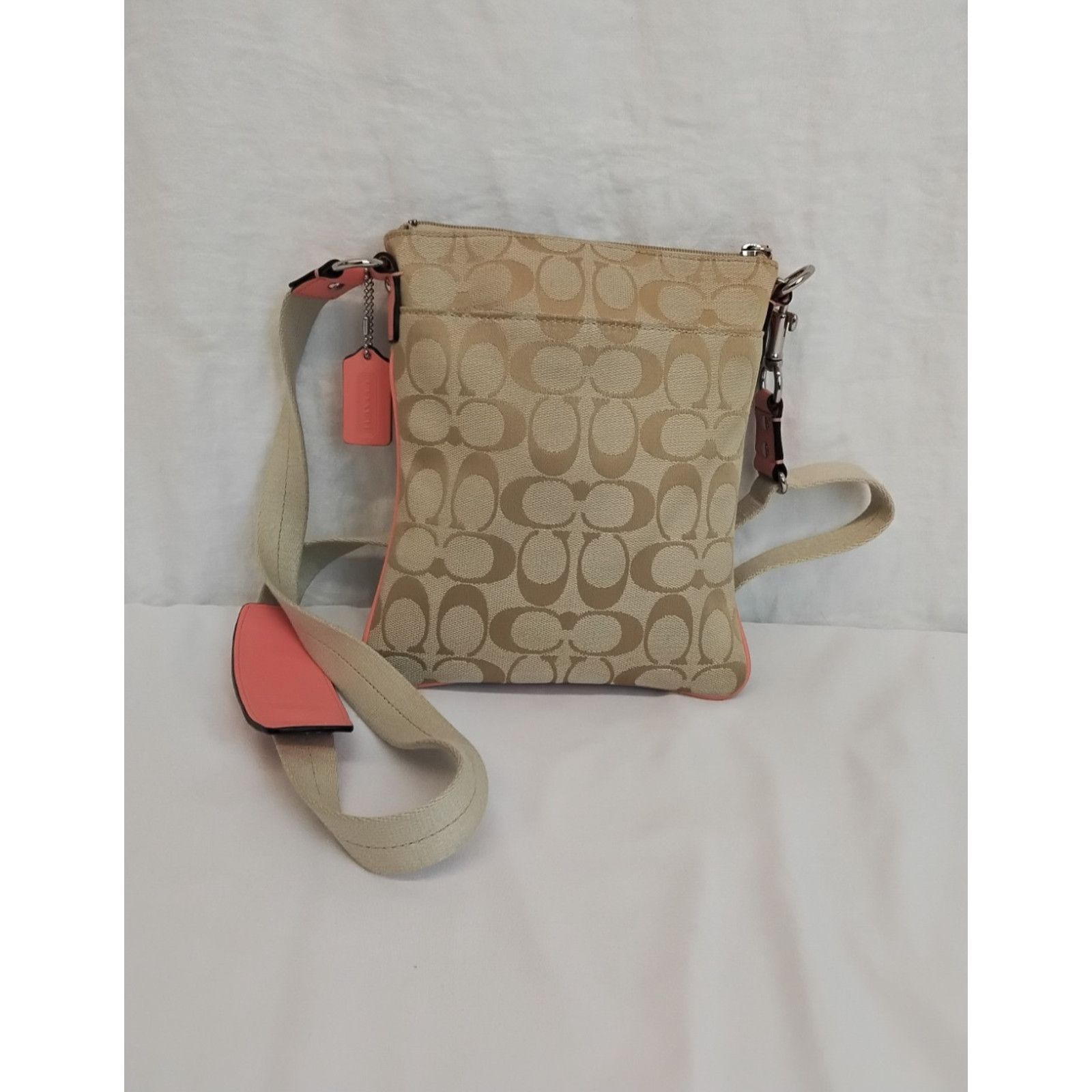 Coach Coach Handbag Signature C Logo Crossbody Khaki & Peach Size ONE SIZE - 4 Thumbnail