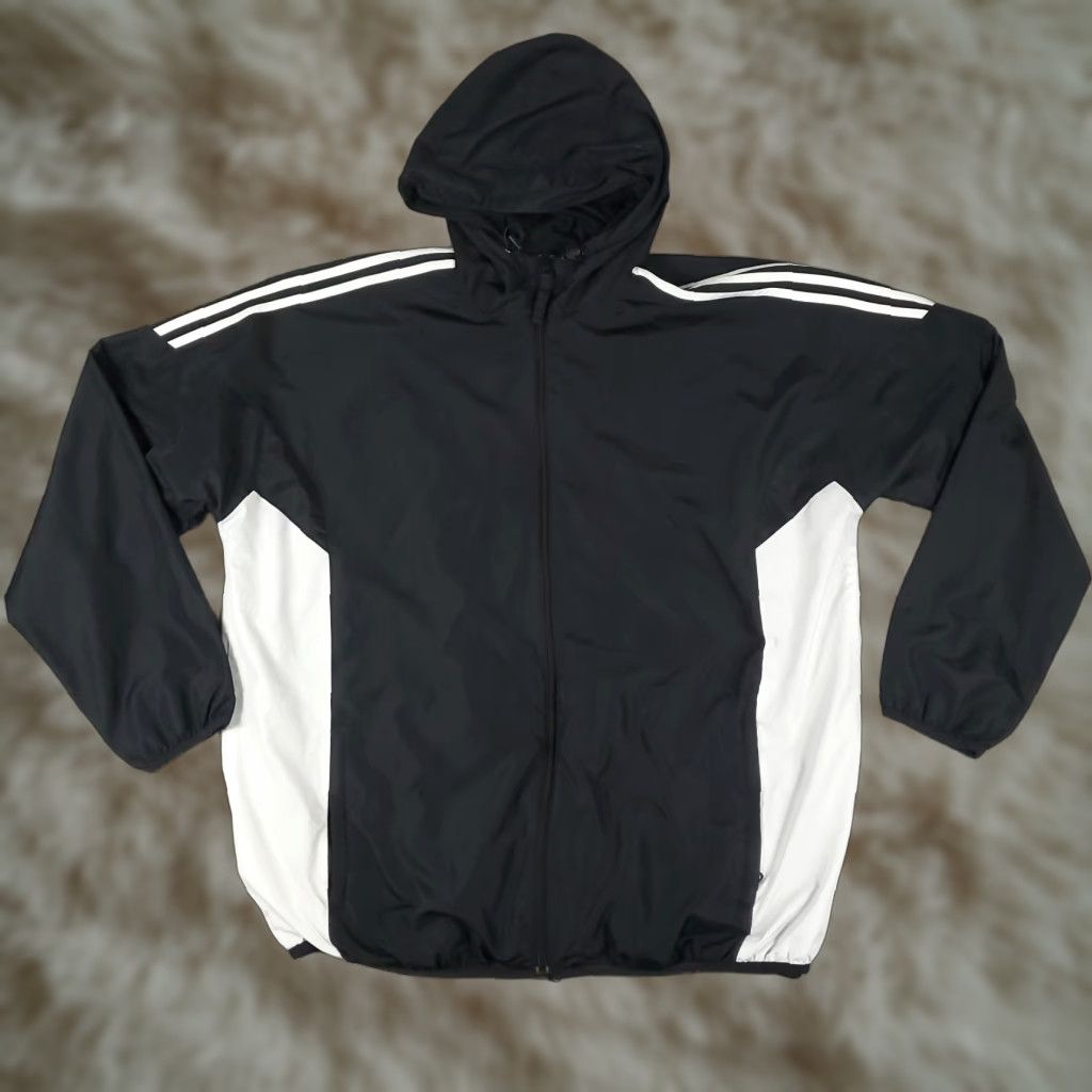 Adidas Adidas Jacket Mens XL Black Full Zip Hooded Windbreaker Jacket Size US XL / EU 56 / 4 - 1 Thumbnail