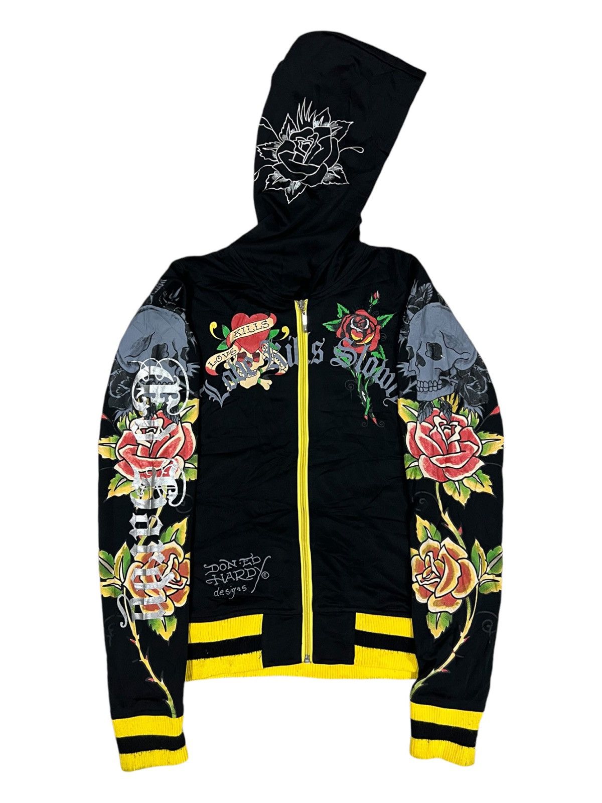 Ed Hardy Y2K Ed Hardy Skulls & Roses Zipper Boxy Jacket Sweater Goth Size S / US 4 / IT 40 - 1 Thumbnail