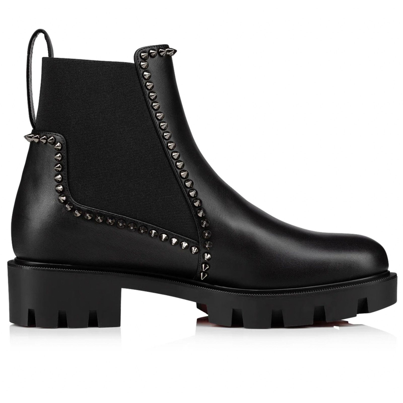 Christian Louboutin Christian Louboutin Out Lina Spike Lug Flat Black Calf Size US 7.5 / IT 37.5 - 3 Thumbnail