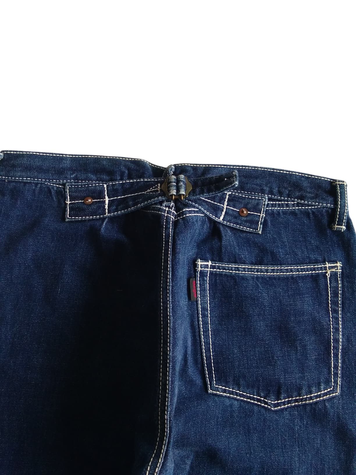 Japanese Brand RARE💥BURGLAR SELVEDGE BUCKLE BACK JAPANESE DENIM Size US 31 - 18 Thumbnail