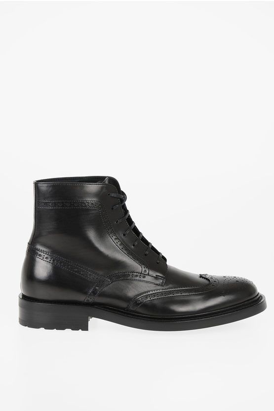 image of Saint Laurent Paris Og1Mm0524 Leather Combat Boots In Black, Men's (Size 10)