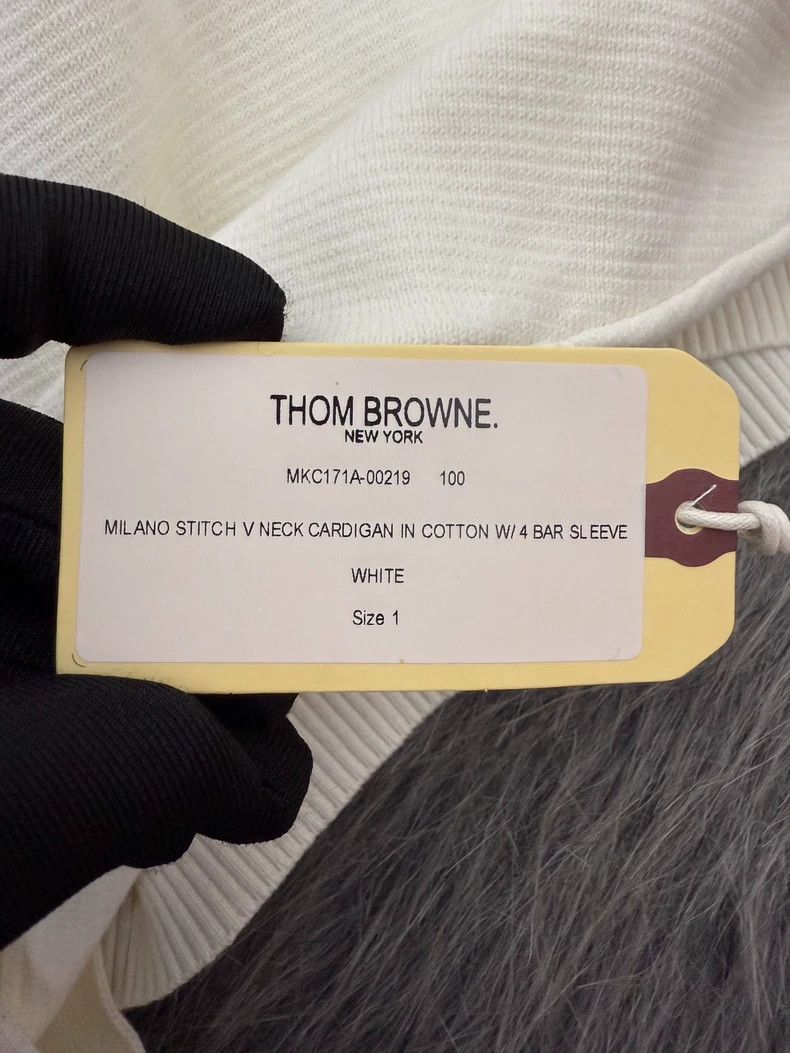 Thom Browne thom browneSlim single-breasted striped knitted cardigan ja Size US S / EU 44-46 / 1 - 6 Thumbnail