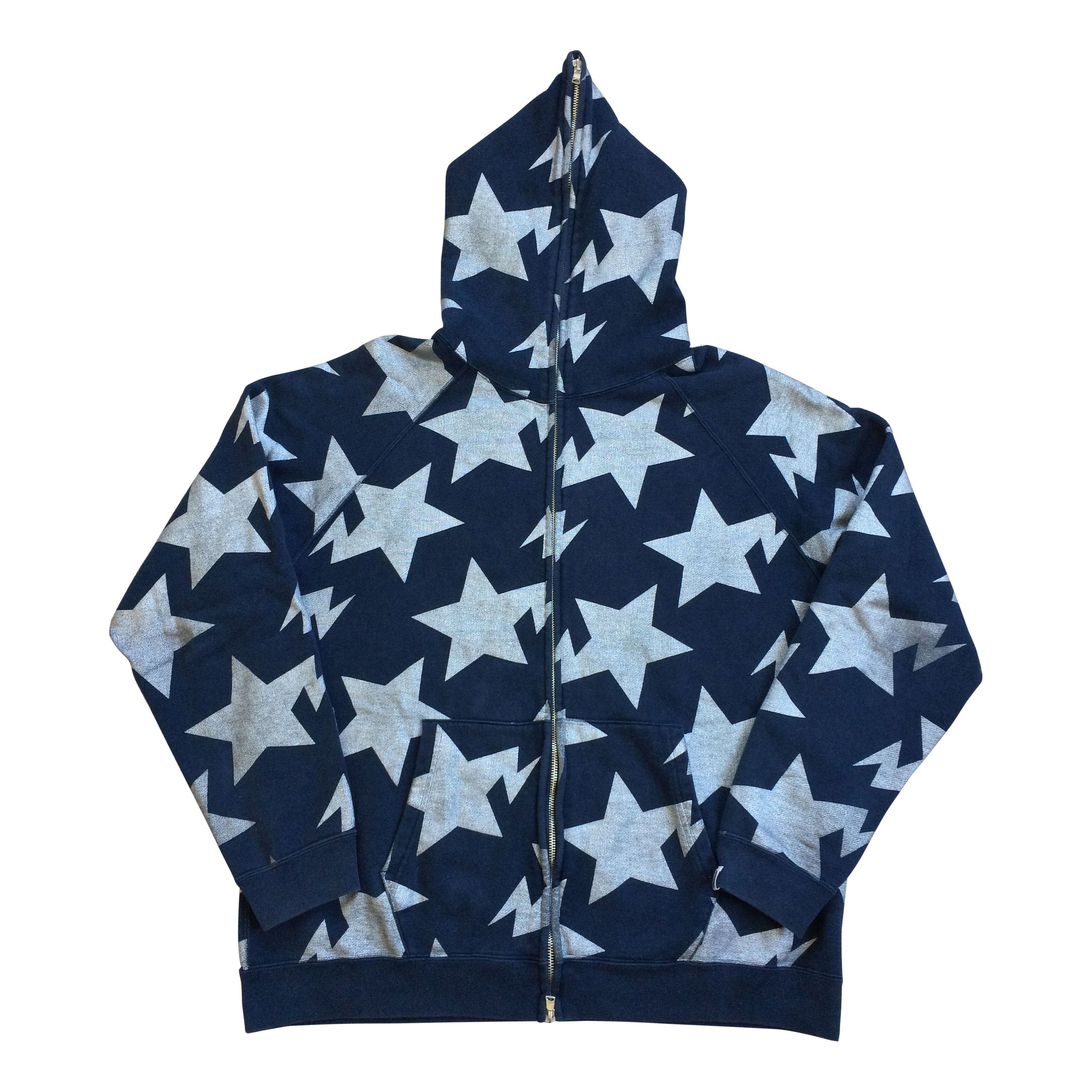 image of Og Bapesta Stars Full Zip Hoodie in Blue/Silver, Men's (Size XL)