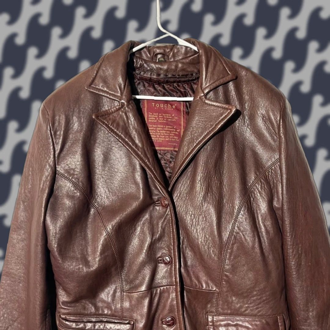 Vintage VINTAGE Touche by N.Bianco Brown Leather Jacket Blazer Womens 2XL Quilted Lining Coat Jacket Satin Lined Insulated All Seasons Casual Workwear Size XXL / US 16-18 / IT 52-54 - 1 Thumbnail