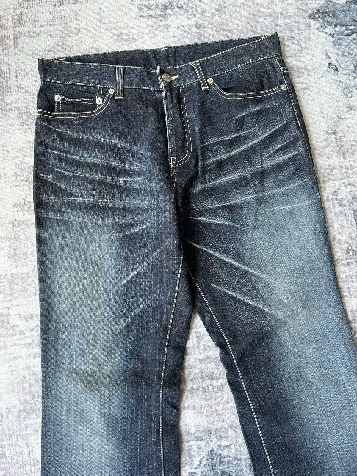 If Six Was Nine Tornado Mart Flared Blue Denim Jeans Size US 31 - 4 Thumbnail