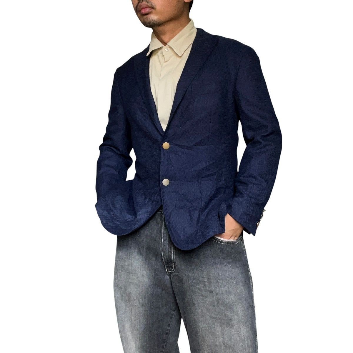 Boglioli 🇮🇹 Boglioli Milano Italy Blazer Virgin Wool Navy Blue Size US S / EU 44-46 / 1 - 2 Thumbnail