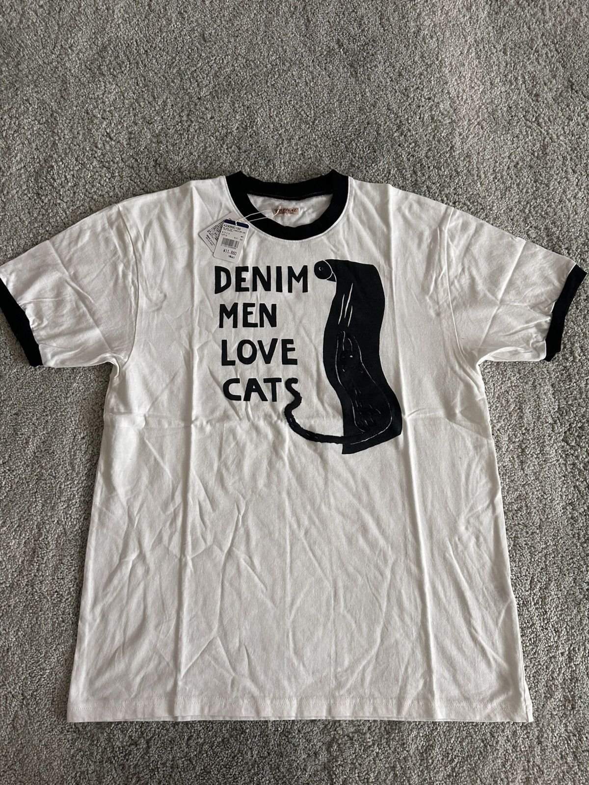 KAPITAL DENIM MEN LOVE CATS Tシャツ サイズ4 Kapital Jersey Ringer Tee (Denim Men Love Cats Scratch Print