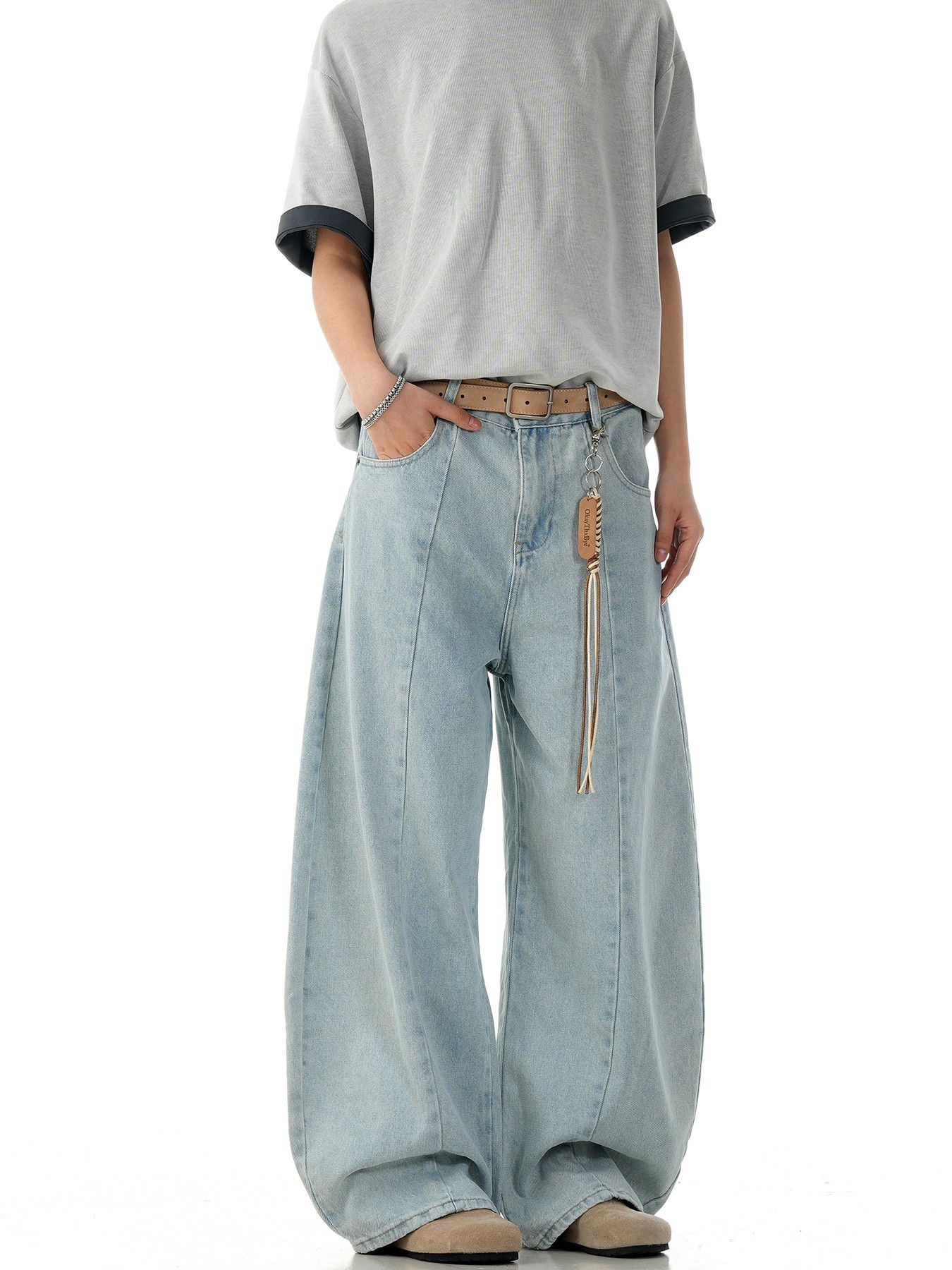 Vintage Men's Loose Straight Wide-Leg Scythe-Cut Jeans Size US 32 / EU 48 - 3 Thumbnail