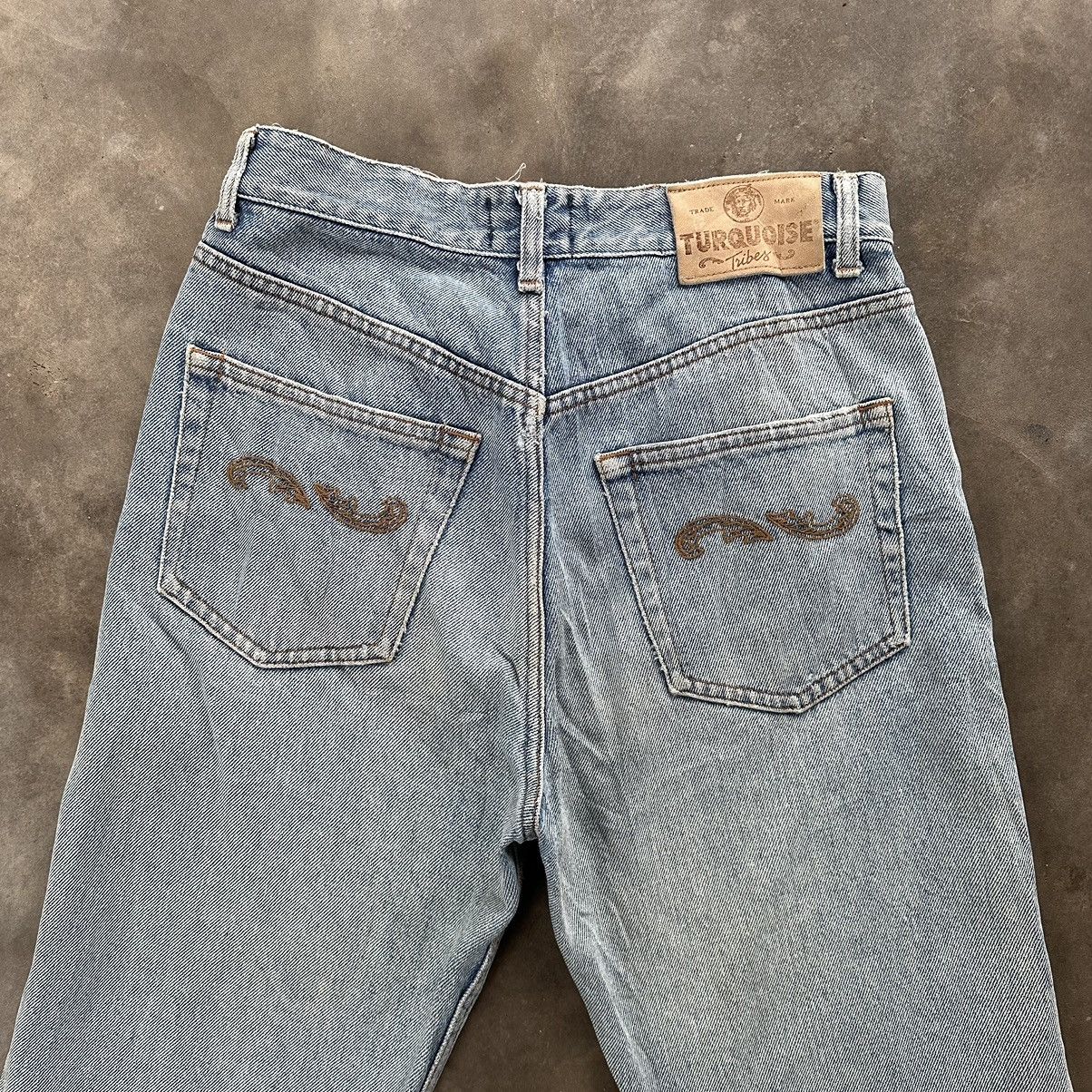 Japanese Brand W29 Vintage Turquoise Distressed Faded Denim Jean Pant Size US 29 - 12 Thumbnail