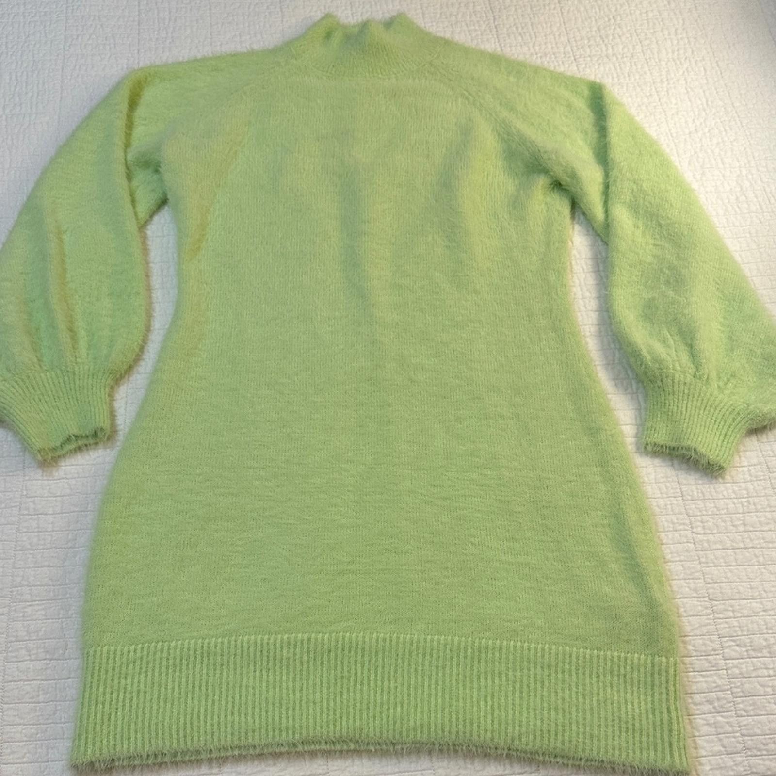 Bardot Fuzzy Limelight XL Cowl Neck Sweater Dress NWOT $150